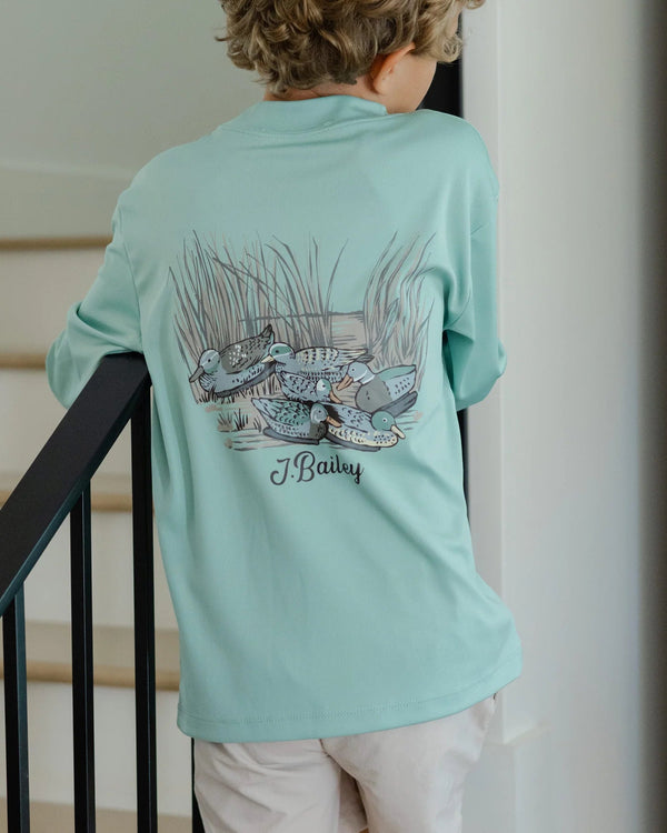 Performance L/S Logo Tee- Decoy on Green