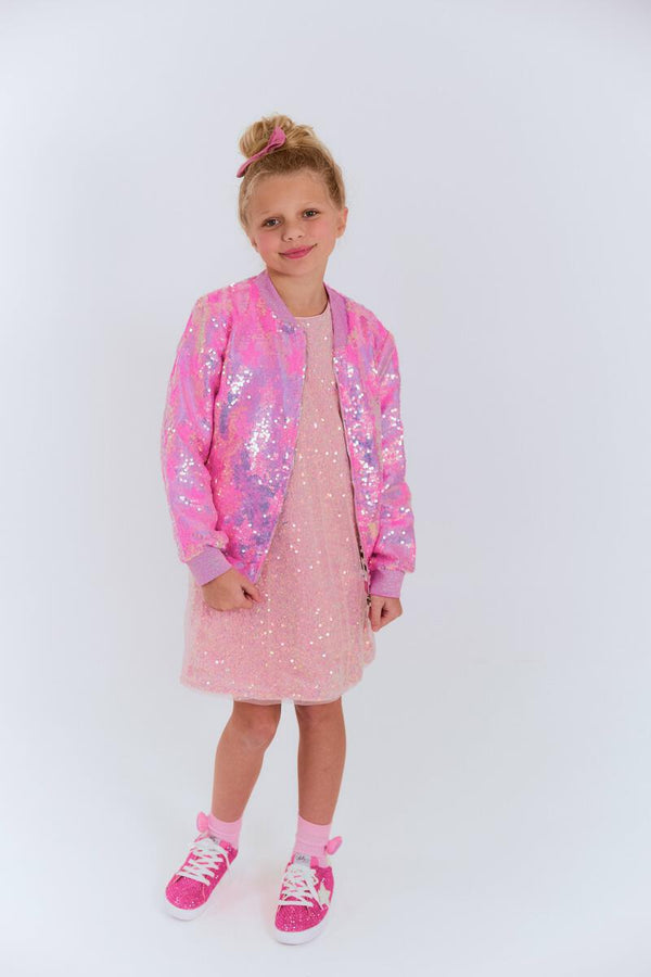 Pink Stars Sequin Bomber