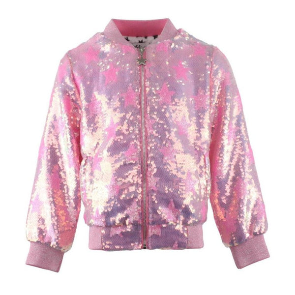 Pink Stars Sequin Bomber