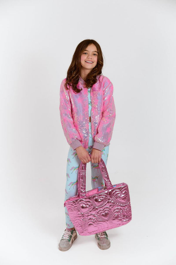 Pink Stars Sequin Bomber