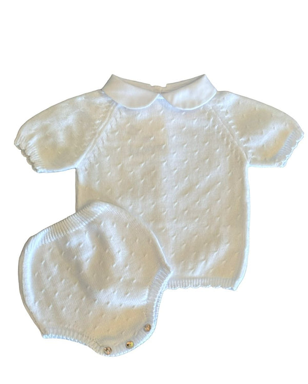 Diagonal Dot Diaper Set- White