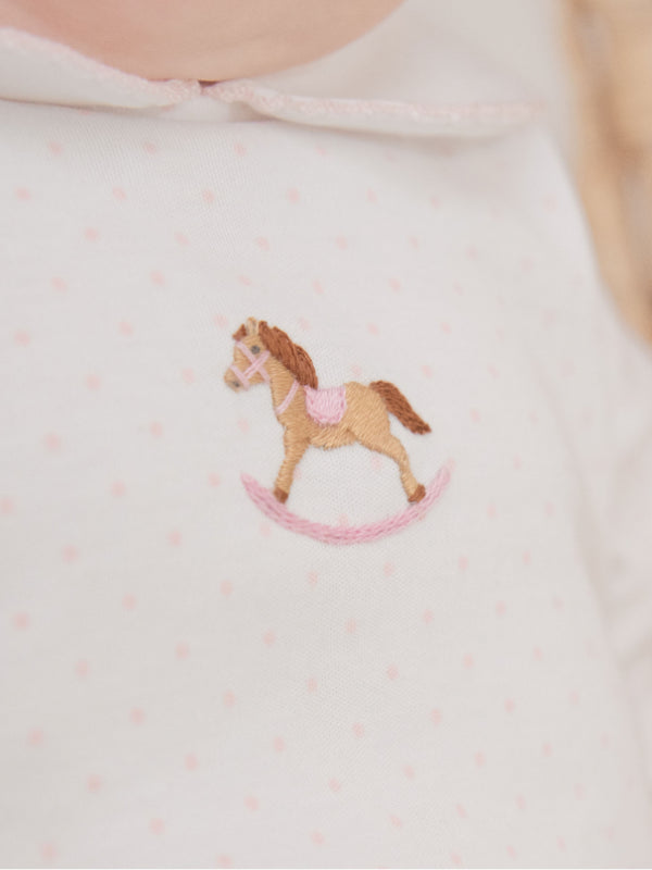 Rocking Horse Bloomer Set- Pink Bitty Dot