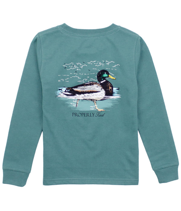 Swimming Mallard LS- Marine Green