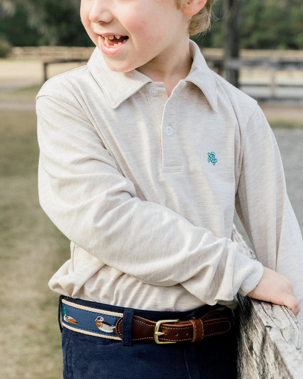 Harry Long Sleeve Polo- Oatmeal