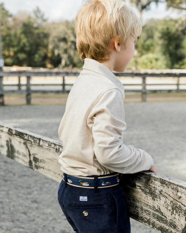 Harry Long Sleeve Polo- Oatmeal