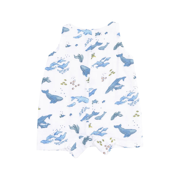 Blue Whales Sleeveless Romper