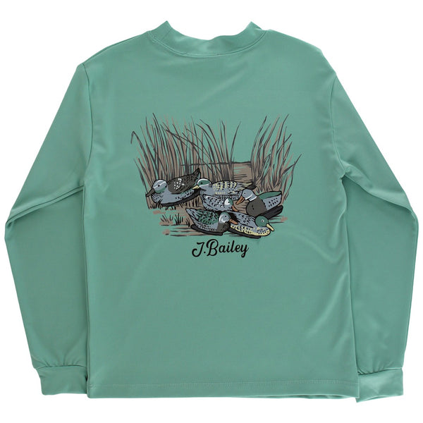 Performance L/S Logo Tee- Decoy on Green