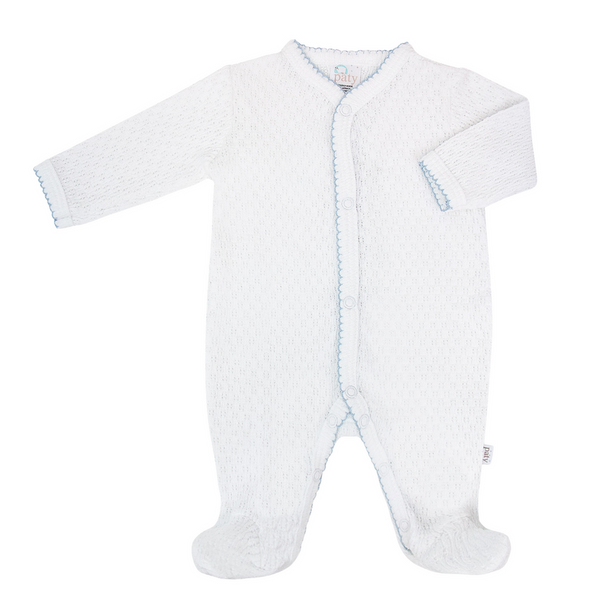 Knit Footie W/ Trim- Blue