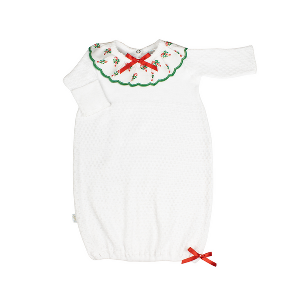 Knit Gown- Candy Cane Trim