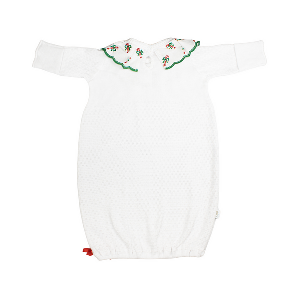 Knit Gown- Candy Cane Trim