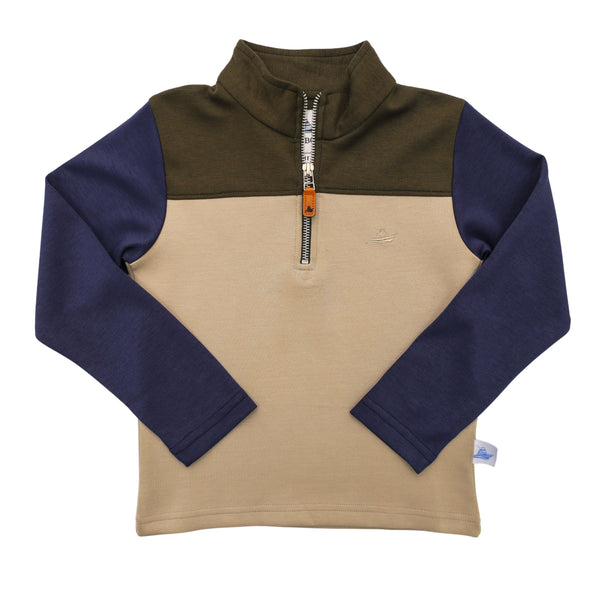 Color Block Pullover- Green/Khaki/Navy