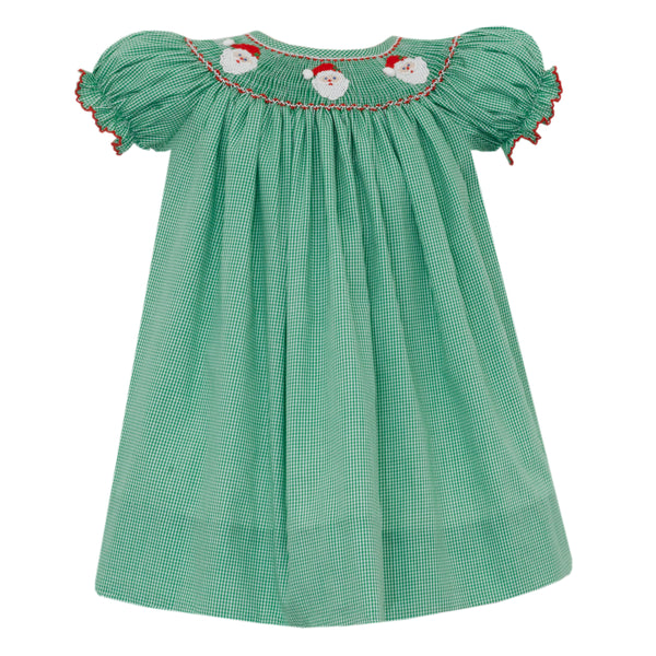 Santa Face Bishop- Green Gingham