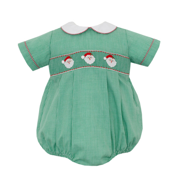 Santa Face Bubble- Green Gingham