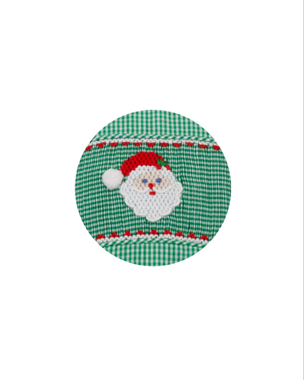 Santa Face Bubble- Green Gingham