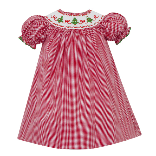Christmas Trees W/ Bows Bishop- Red Gingham