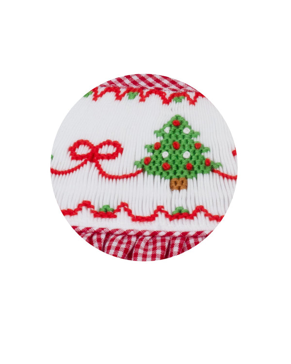 Christmas Trees W/ Bows Bishop- Red Gingham