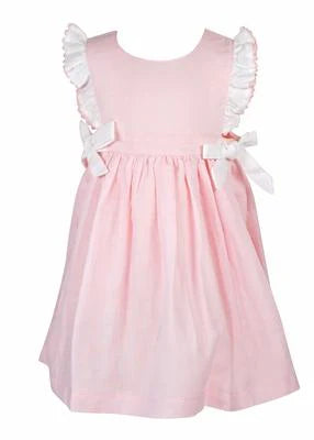 Linen Ruffle Sleeve Dress- Pink