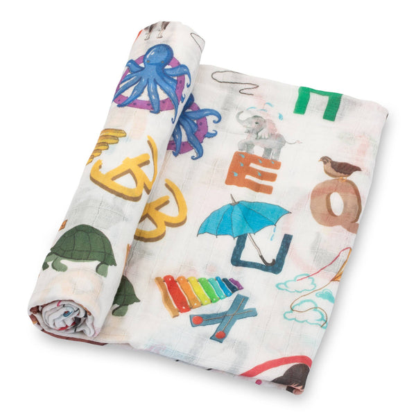 ABC, Easy as 123 Alphabet Baby Swaddle Blanket