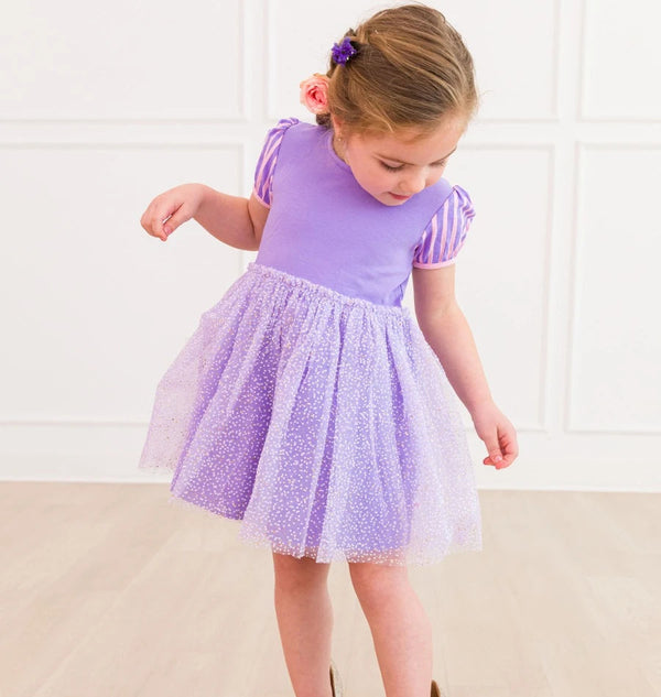 Princess Bow Twirl Dress- Amethyst Princess