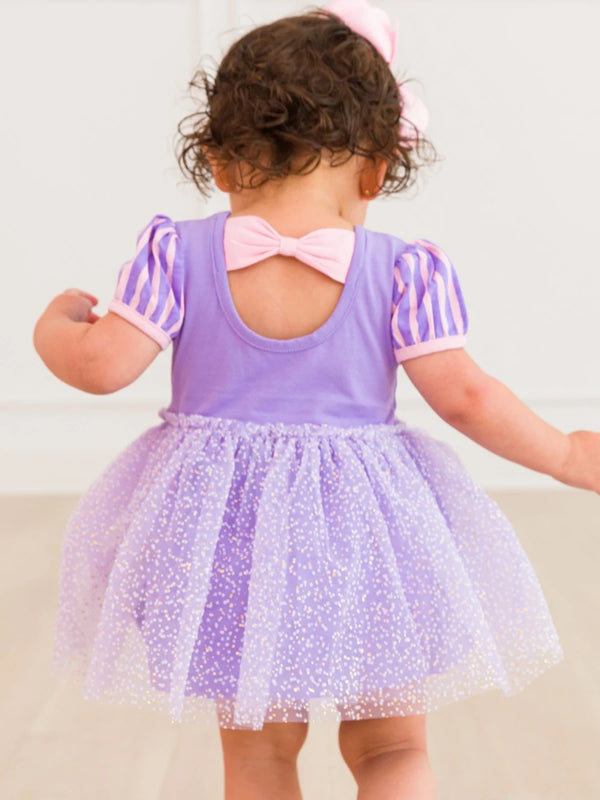 Princess Bow Twirl Romper- Amethyst Princess