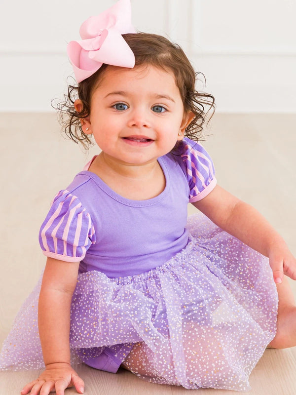 Princess Bow Twirl Romper- Amethyst Princess