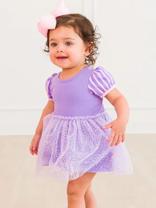 Princess Bow Twirl Romper- Amethyst Princess