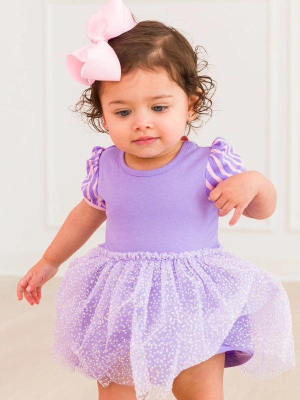 Princess Bow Twirl Romper- Amethyst Princess