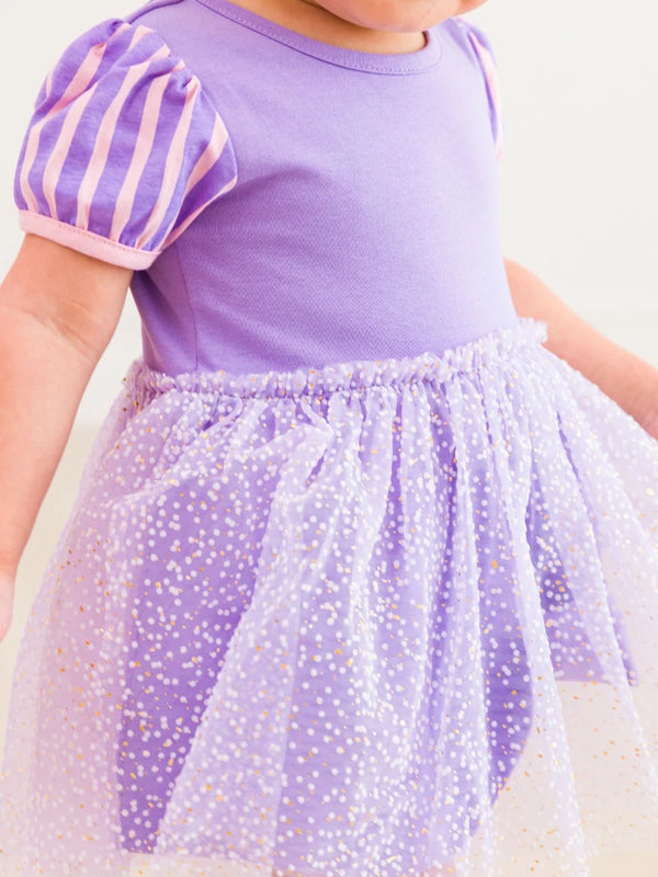 Princess Bow Twirl Romper- Amethyst Princess