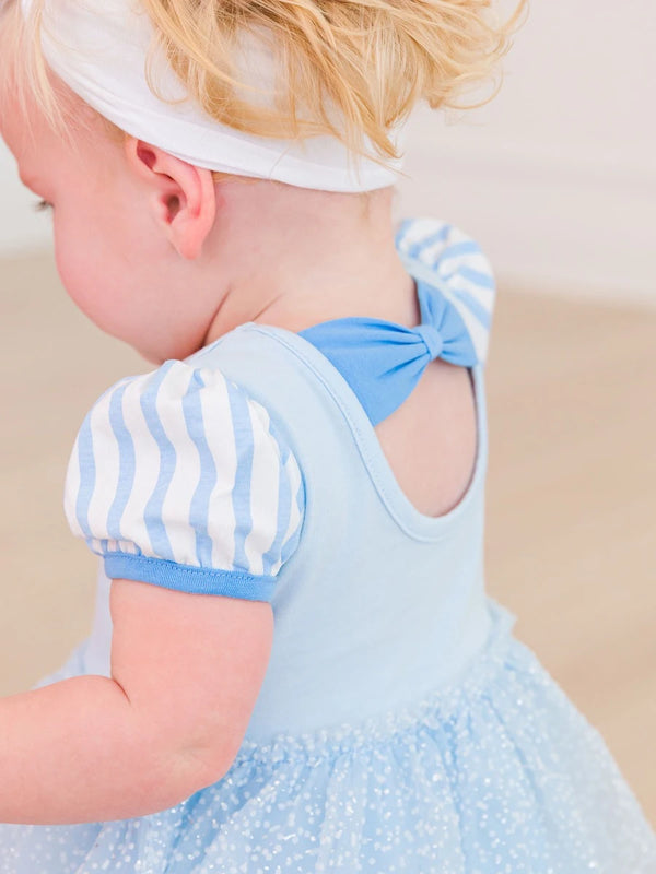 Princess Bow Twirl Romper- Crystal Blue Princess