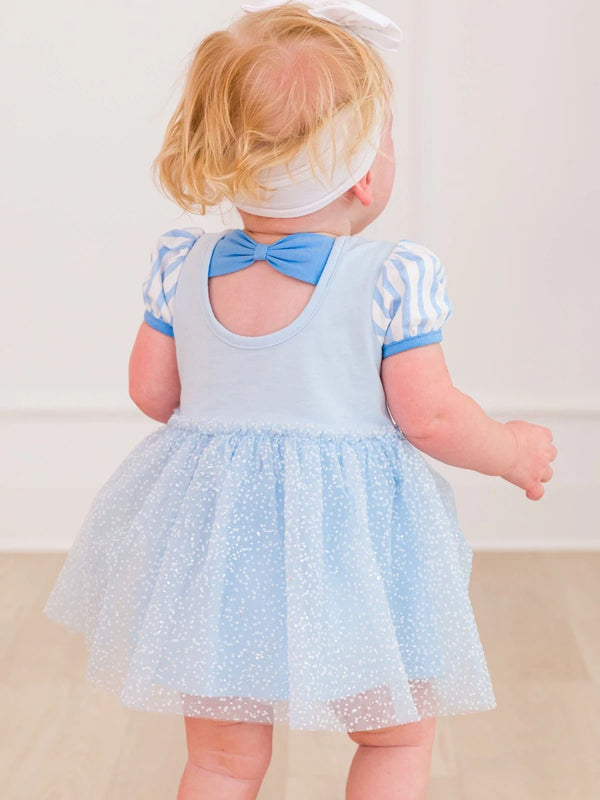 Princess Bow Twirl Romper- Crystal Blue Princess