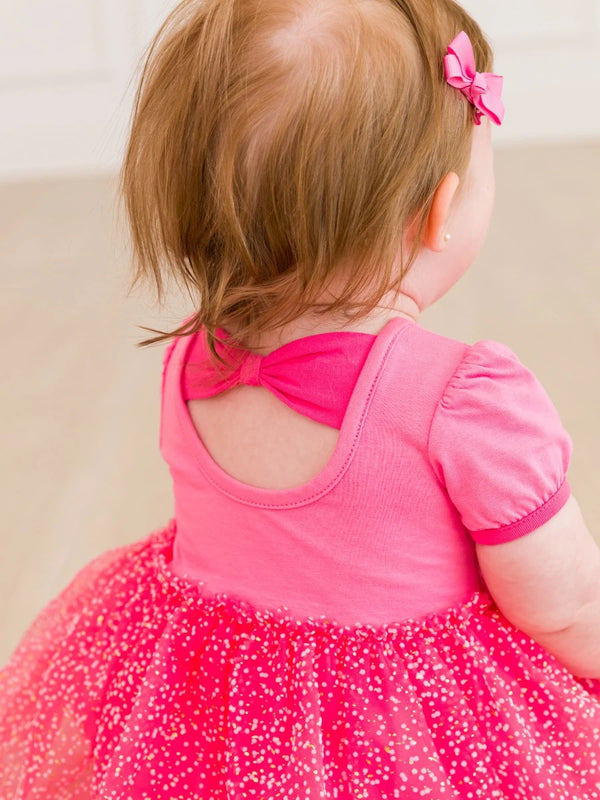 Princess Bow Twirl Romper- Royal Pink Princess
