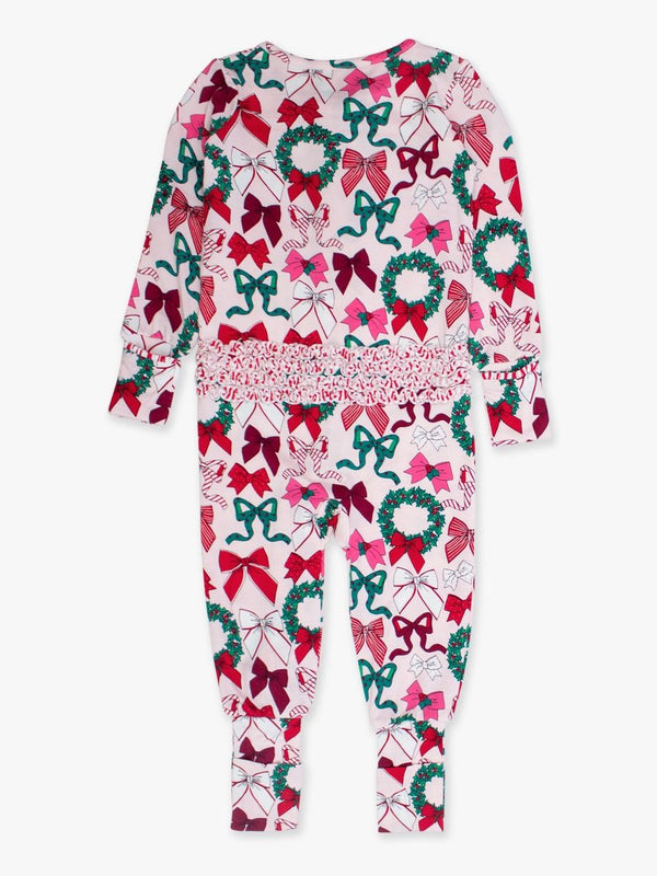Holly Bows Convertible Ruffle Footie