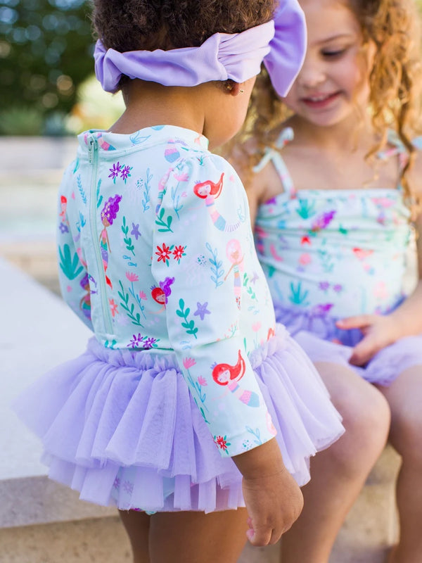 Tulle Skirted One Piece Rash Guard- Mermaid Princess