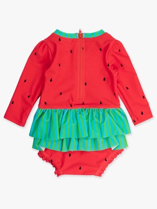 Watermelon Skirted One Piece Rash Guard Swimsuit