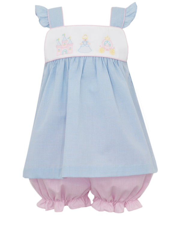 Princess Bloomer Set W/ Straps- Lt. Blue Microcheck