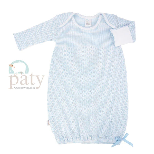 LS Latte with Light Blue Picot Trim Lap Shoulder Gown main image 0