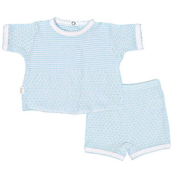 Knit Shorts Set- Blue