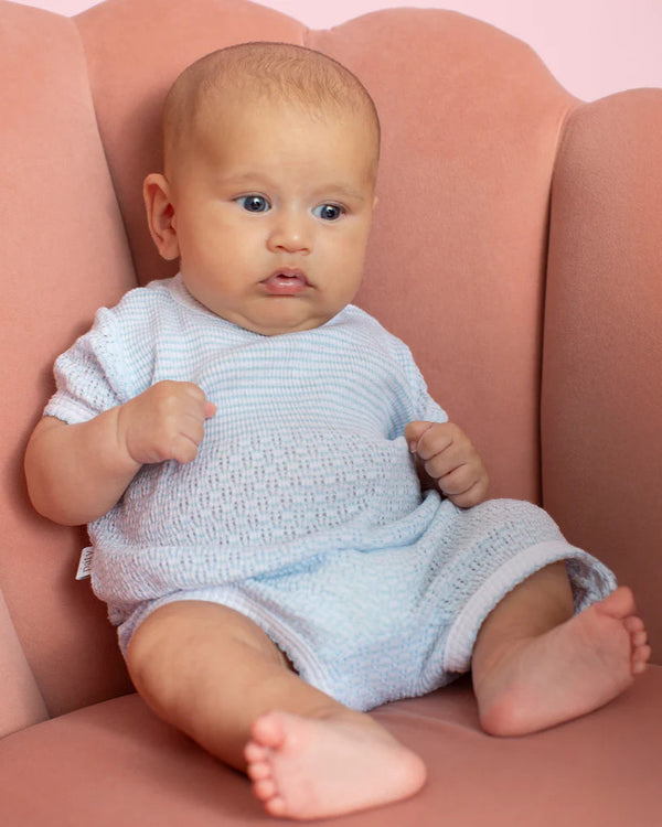 Knit Shorts Set- Blue