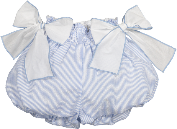 Blue Seersucker Bubbly Shorts