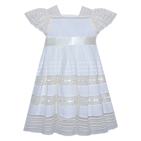 Lillian Dress - White w/ Ecru