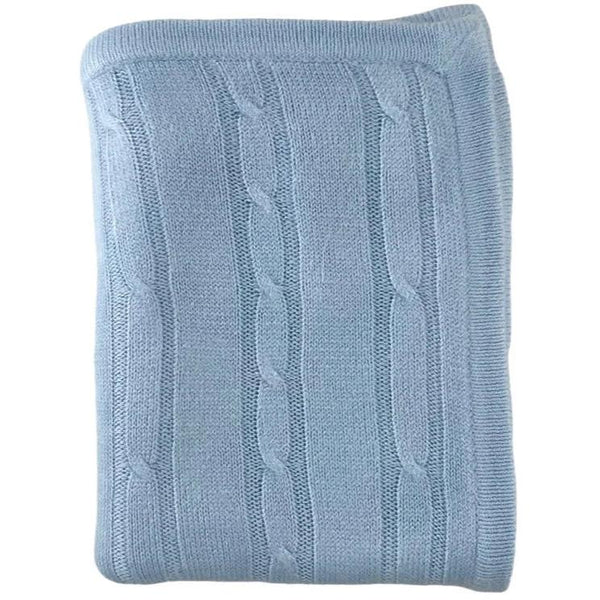 Cashmere-Like Acrylic Cable Knit Blanket- Blue