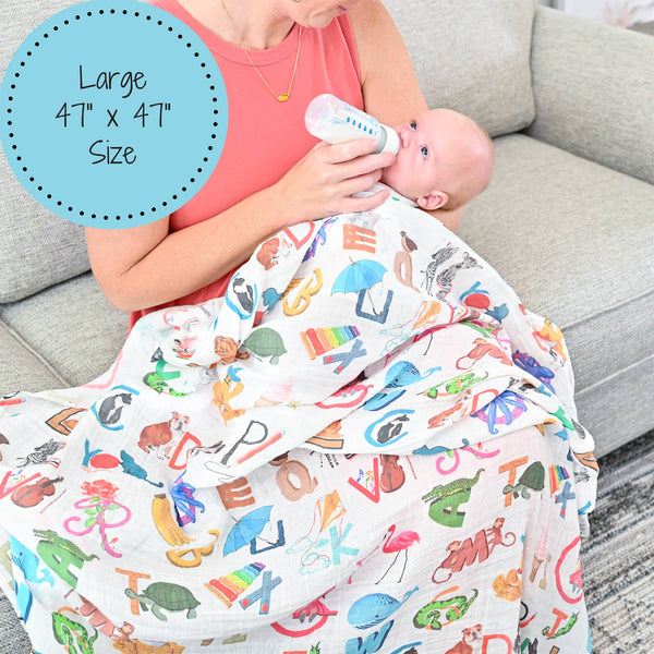 ABC, Easy as 123 Alphabet Baby Swaddle Blanket