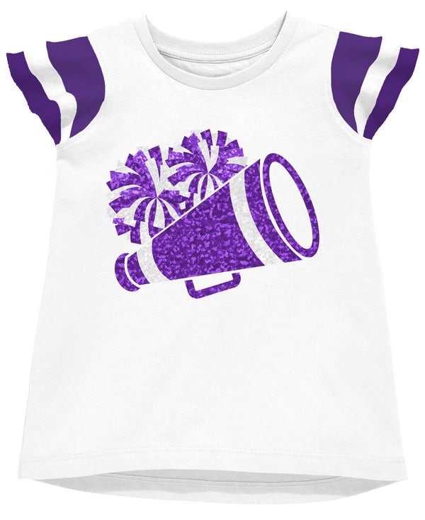 Shimmer Ruffle Sequin Cheer Top- Purple