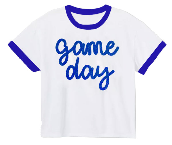 Tinsel Game Day Ringer Boxy T- Royal