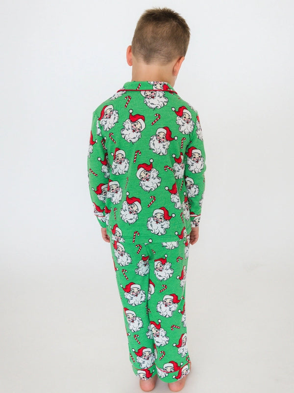 Green Santa Joy L/S Button Up Pajama Set