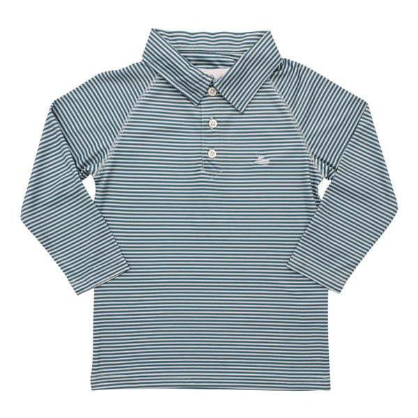 Polo LS- Blue Haze Stripe