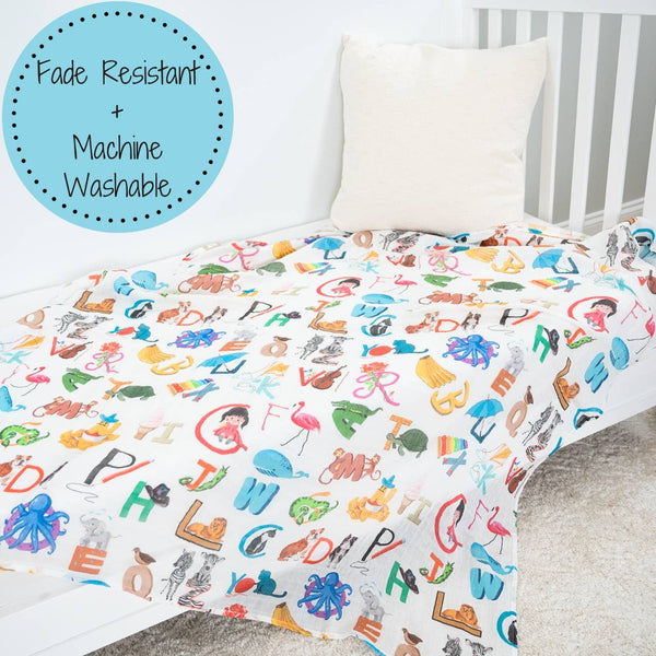 ABC, Easy as 123 Alphabet Baby Swaddle Blanket