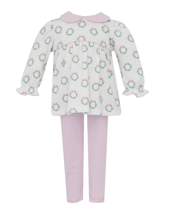 Holiday Pink Wreath Knit Tunic Set