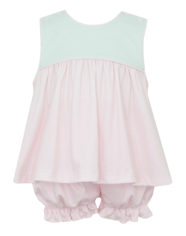 Ivanna Knit Sleeveless Bloomer Set- Green & Pink Check