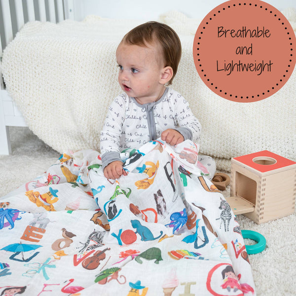 ABC, Easy as 123 Alphabet Baby Swaddle Blanket